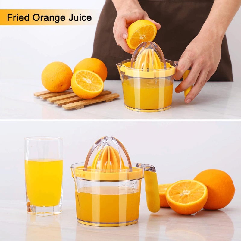 Drizom Citrus Lemon Orange Juicer Manual Hand Squeezer, Fruit Juicer Lime Press with Built-in Measuring Cup and Grater and Egg separator, Non-Slip Silicone Handle, 20OZ - Image 4